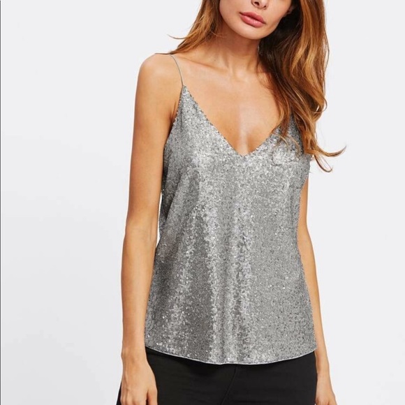 Tops - Metallic v next sequin cami